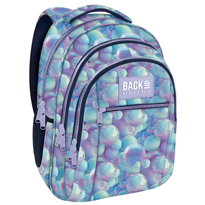 MOCHILA TRIPLE ESCOLAR BACK UP BURBUJAS MORADAS | DERFORM Imagen principal del producto