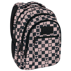MOCHILA TRIPLE ESCOLAR BACK UP CUADROS CORAZONES AXALOTE | DERFORM
