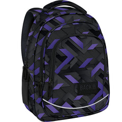 MOCHILA TRIPLE ESCOLAR BACK UP GEOMETRIC PURPLE AND BLACK | DERFORM