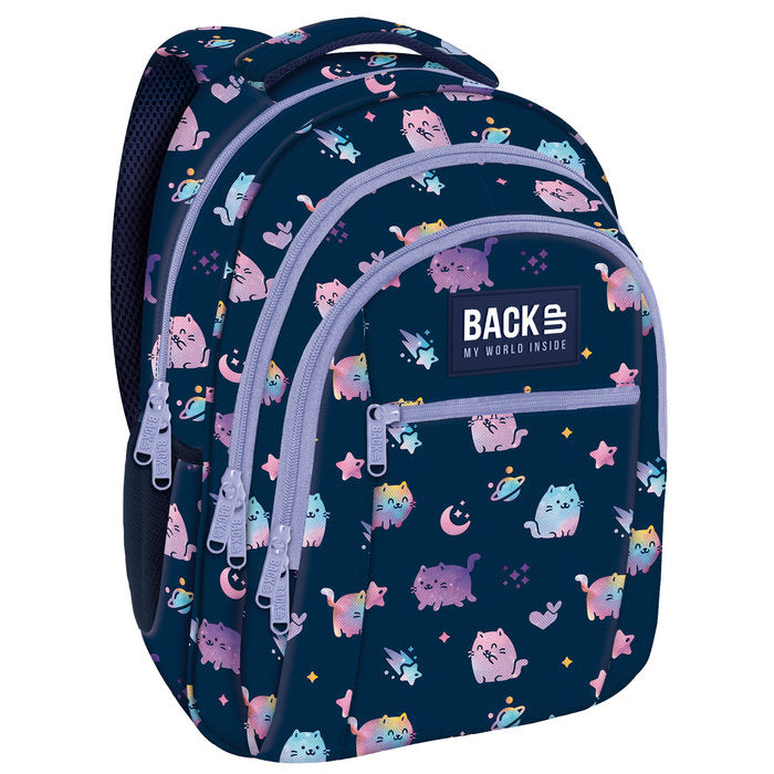 MOCHILA TRIPLE ESCOLAR BACK UP GATOS COSMICOS | DERFORM Imagen principal del producto