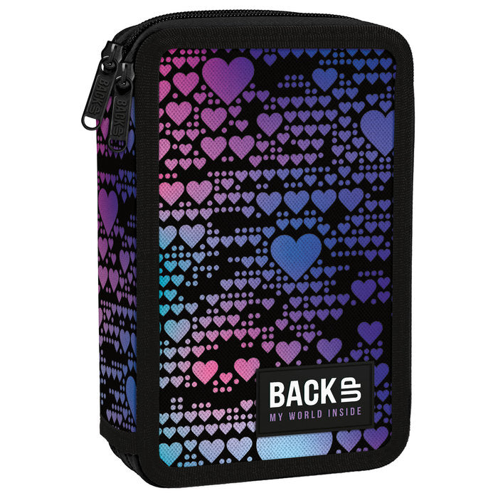 PLUMIER DOBLE CON RELLENO CORAZONES NEON | DERFORM Imagen principal del producto