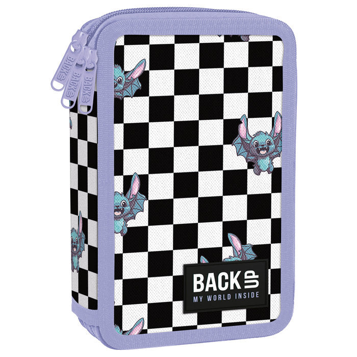 PLUMIER TRIPLE CON RELLENO CUADROS CON STICH | DERFORM Imagen principal del producto