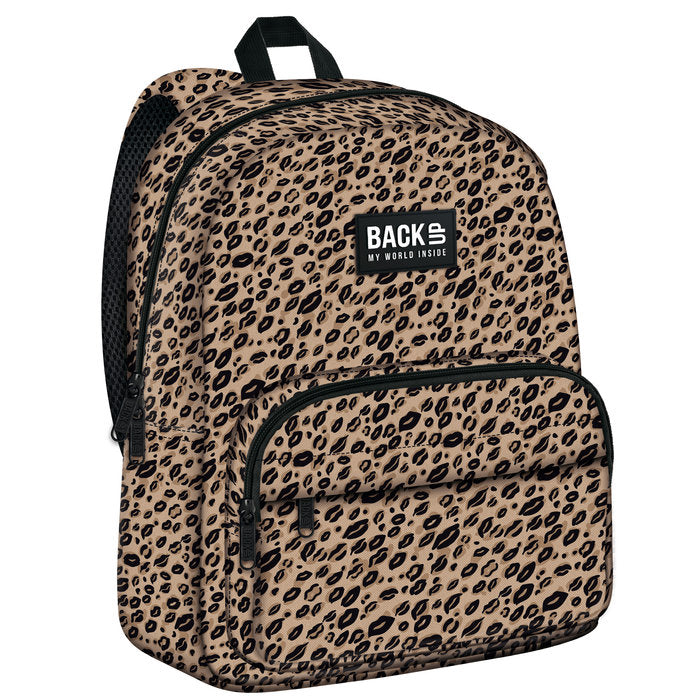 MOCHILA ESCOLAR BACK UP CON BOLSILLO ANIMAL PRINT KISSES | DERFORM Imagen principal del producto