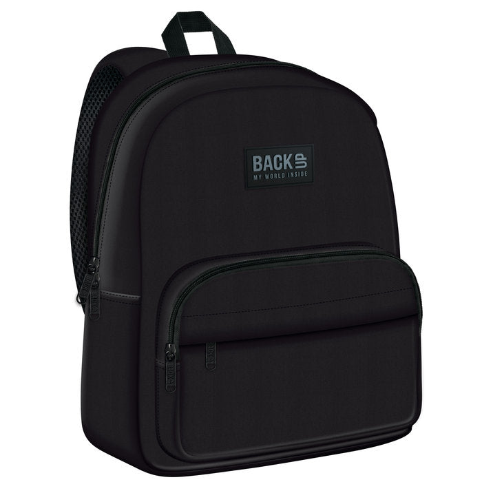 MOCHILA ESCOLAR CON BOLSILLO BACK UP CLASICA NEGRA | DERFORM