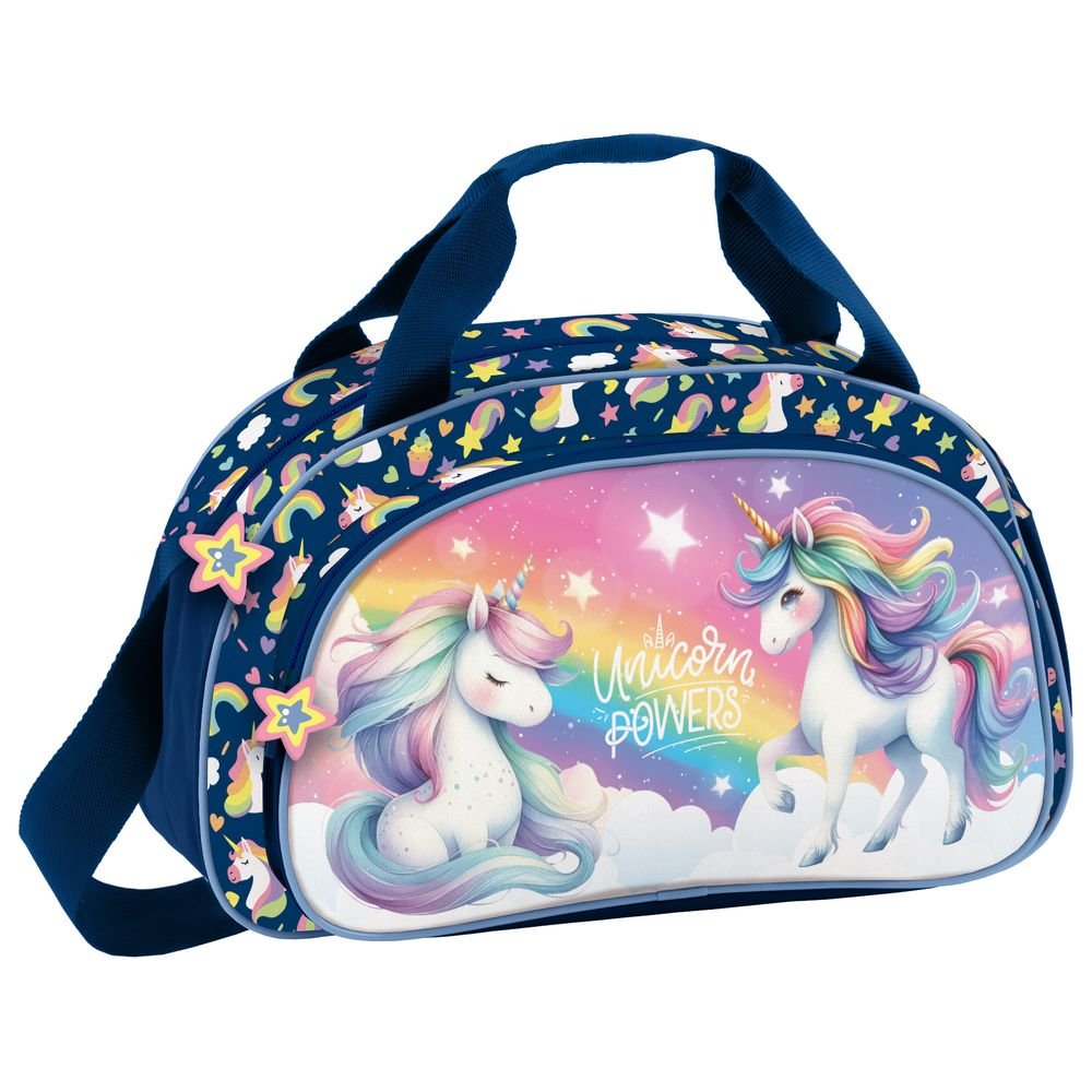 BOLSA DEPORTE VIAJE CON ASAS Y BANDOLERA UNICORNIO ARCOIRIS | DERFORM Imagen principal del producto