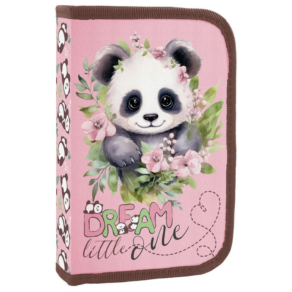 Plumier simple relleno con organizador Oso Panda Pink DERFORM