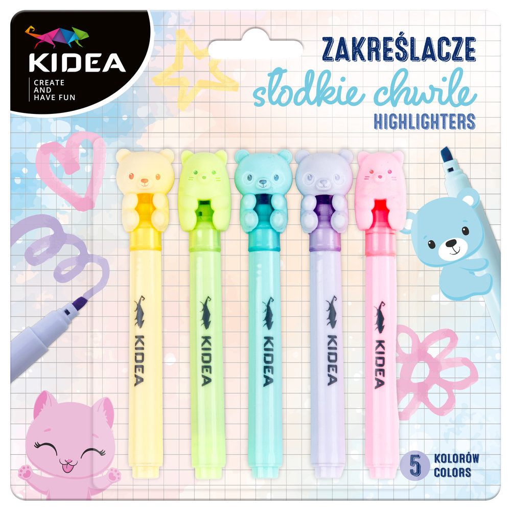 Blister 5 Marcadores Colores Pastel con Topper Ositos Kidea Imagen principal del producto