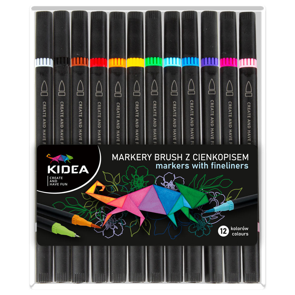 Set 12 Rotuladores Punta Fina Brush Marker Kidea