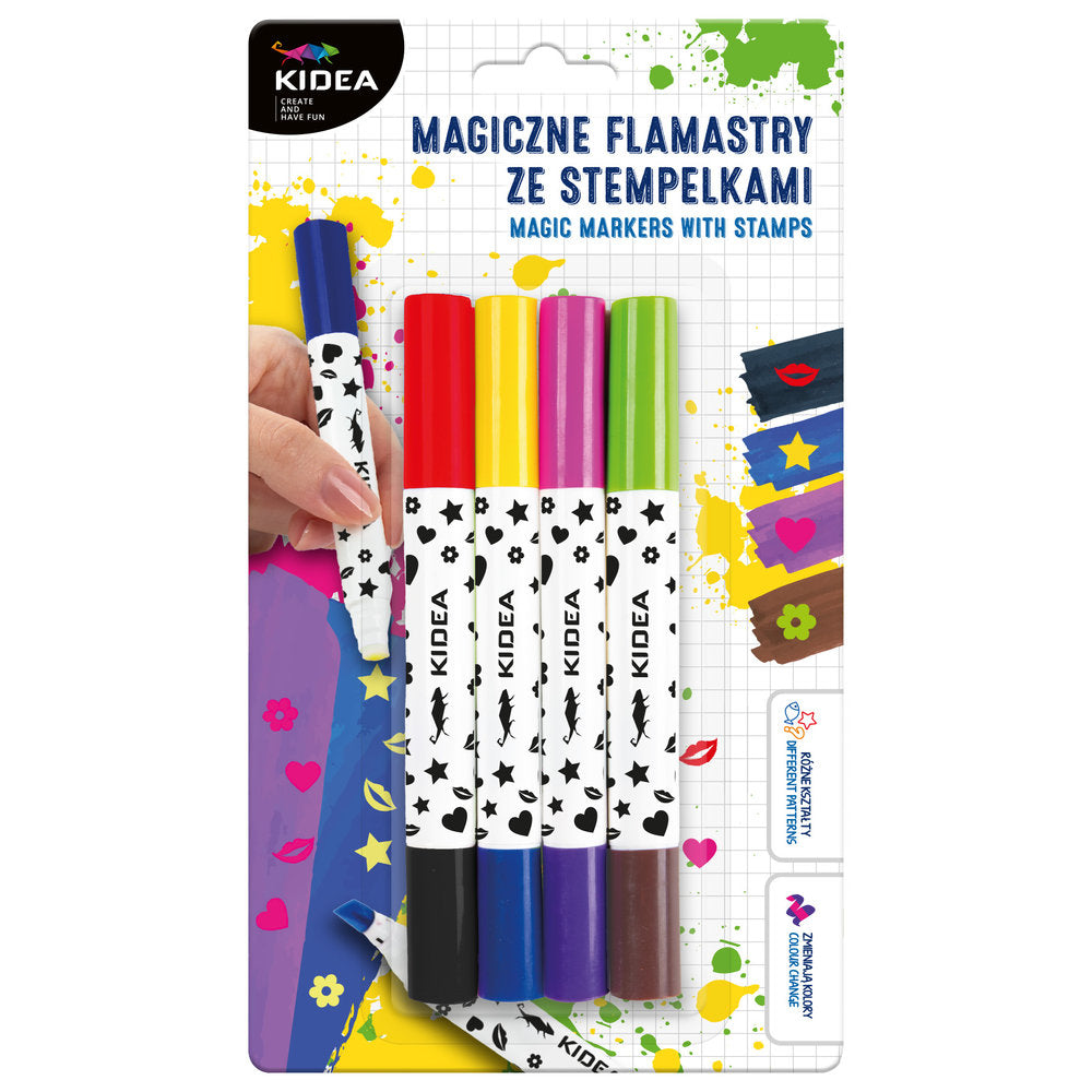 Set 4 Rotuladores Mágicos Doble Punta y Sello Cambian Color KIDEA