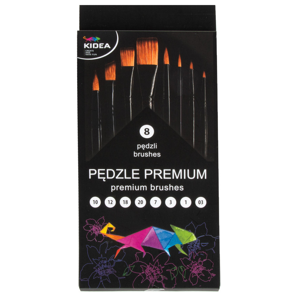 Set de 8 pinceles premium Kidea diferentes tamaños