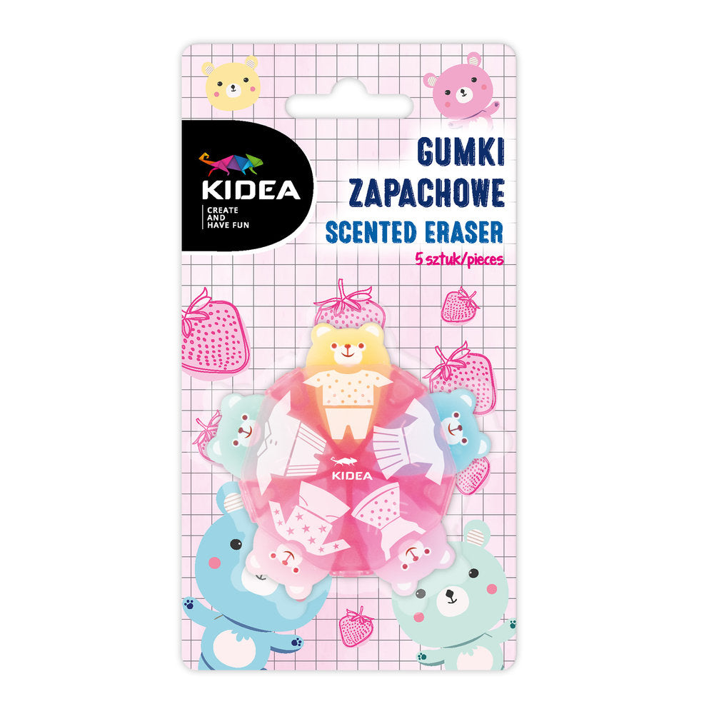 BLISTER 5 GOMAS DE BORRAR PERFUMADAS ANIMALITOS PASTEL | 20 UNIDADES | (KIDEA) Imagen principal del producto