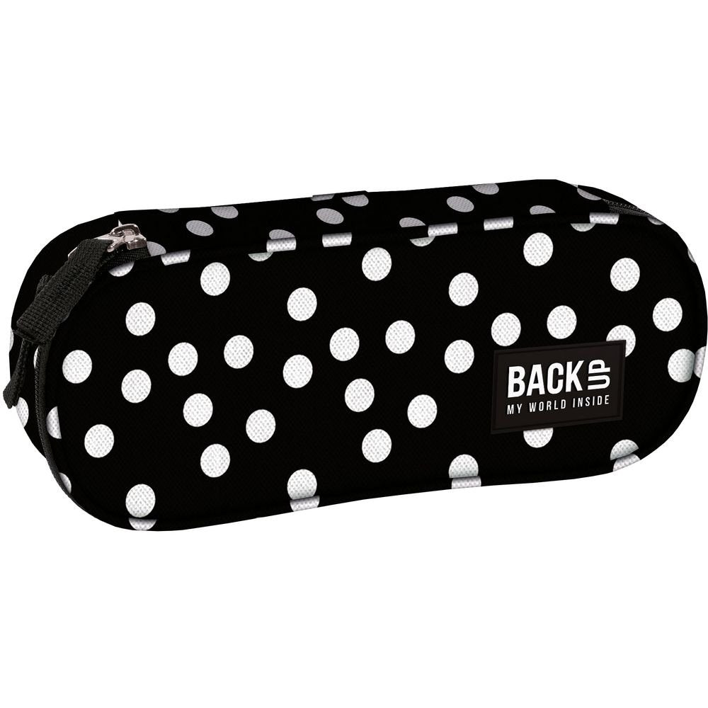 Portatodo ovalado 1 cremallera negro topitos blancos DERFORM