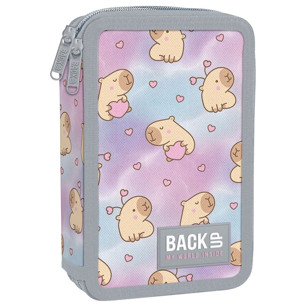 Plumier doble con relleno Capibara Pastel corazones DERFORM