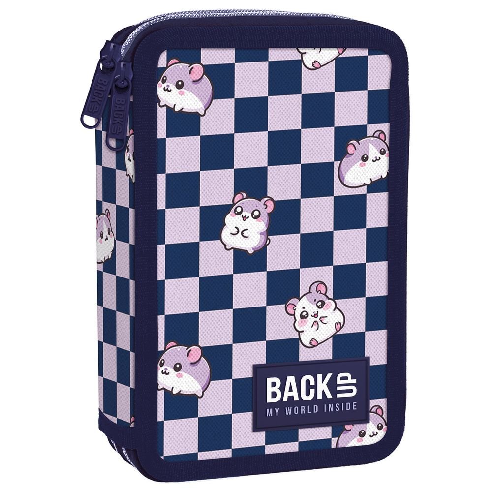 Plumier doble con relleno Cuadros Hamster Derform