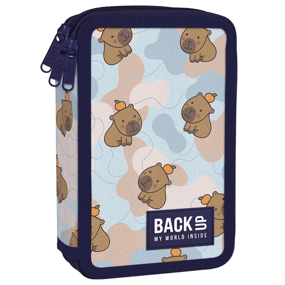 Plumier triple con relleno Capibara naranja estampado marca Derform Imagen principal del producto