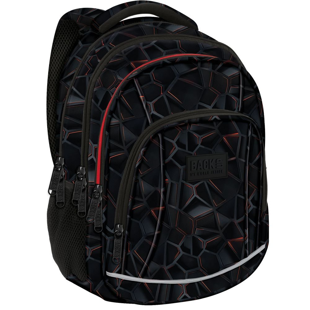 Mochila escolar triple 42x28 hexágonos neón DERFORM
