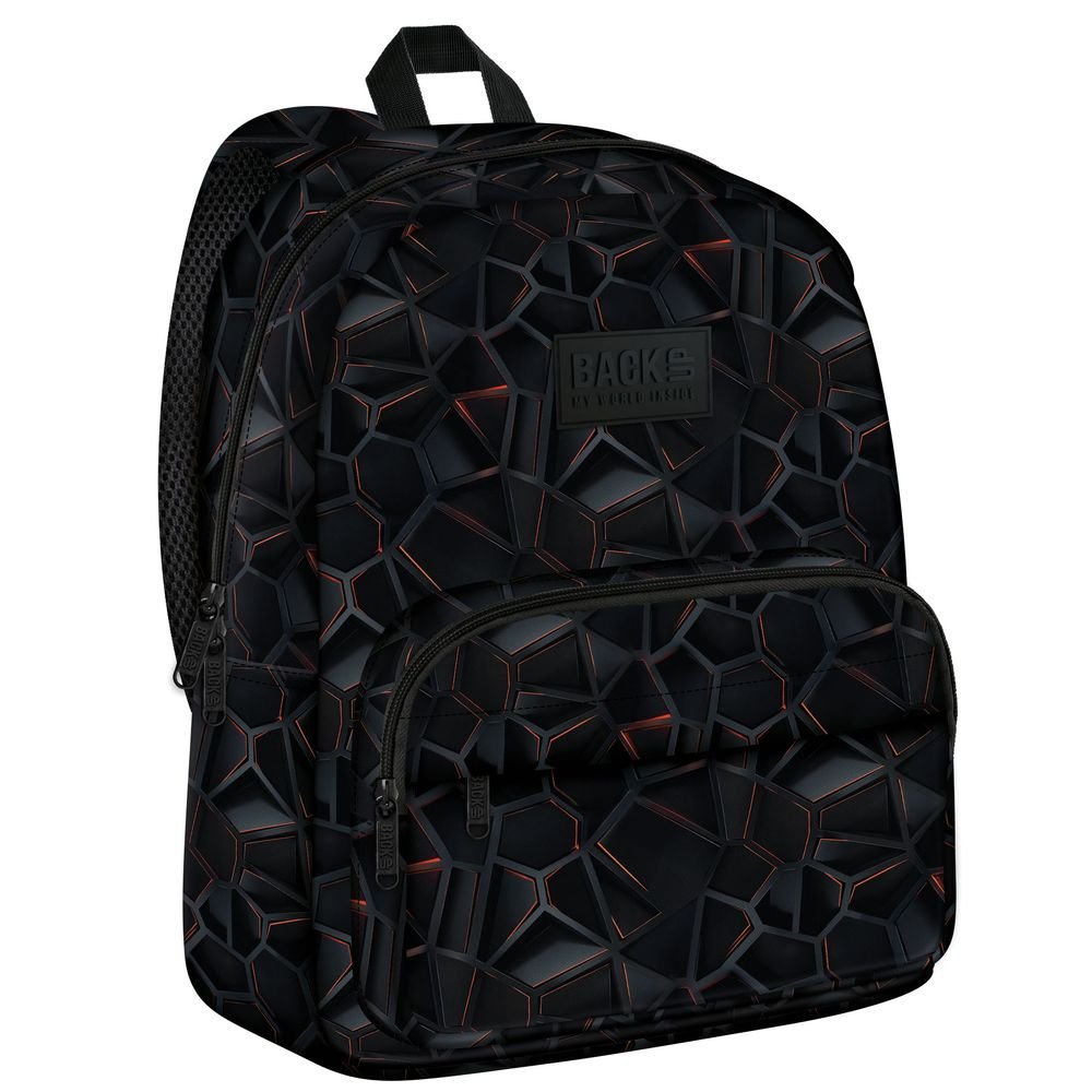 Mochila escolar 36x27 con bolsillos hexagonos neon DERFORM Imagen principal del producto