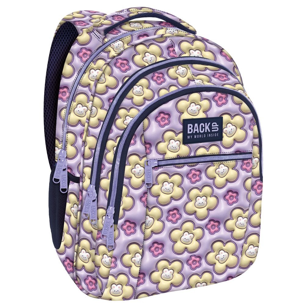 Mochila escolar triple 42x30 estampado flores 3D Kawaii DERFORM Imagen principal del producto