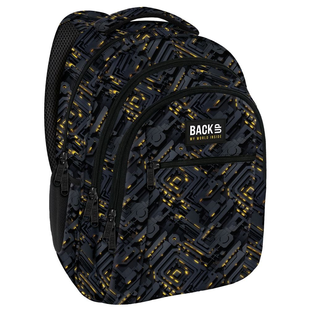 Mochila escolar triple 42x30 estampado neon amarillo DERFORM