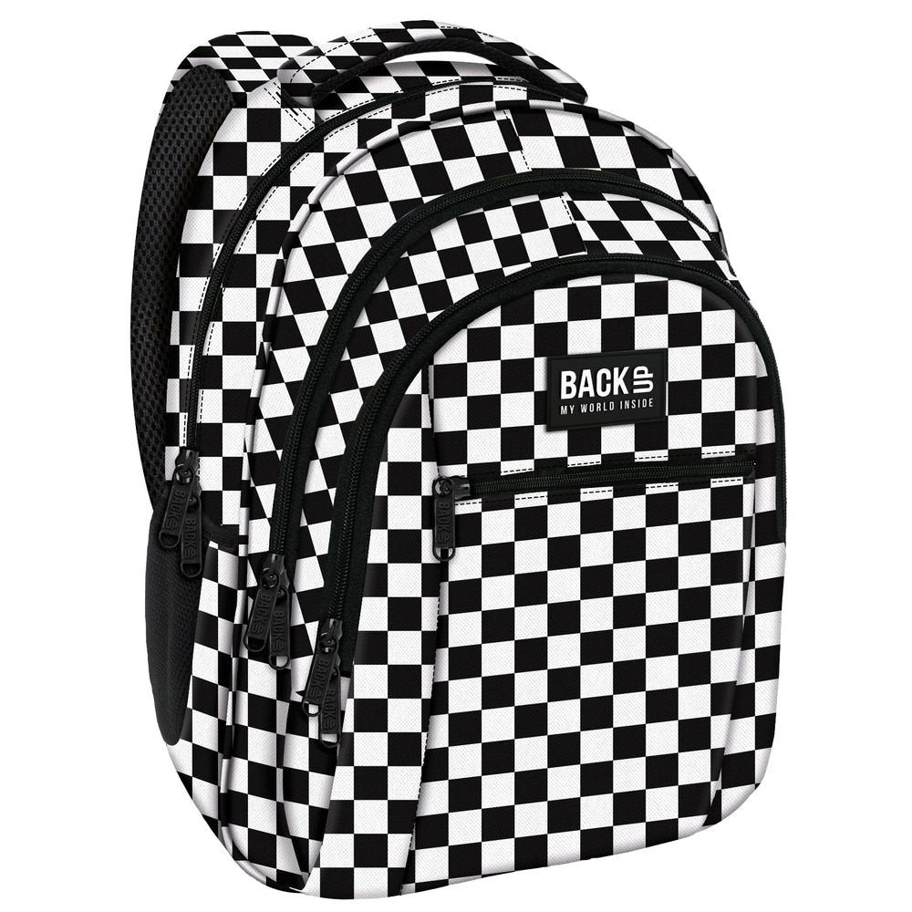 Mochila escolar triple 42x30 cuadros negro/blanco DERFORM Imagen principal del producto