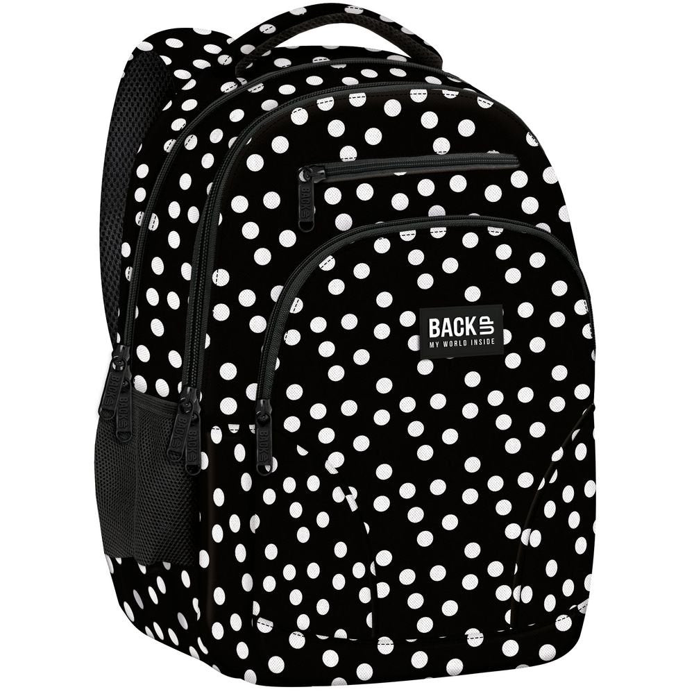 Mochila escolar doble negra con topos blancos DERFORM Imagen principal del producto