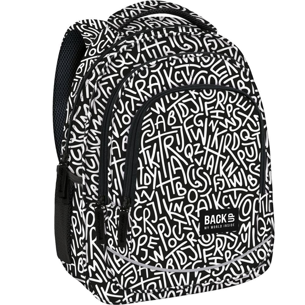 Mochila escolar triple 42x30 estampado letras abstracto DERFORM