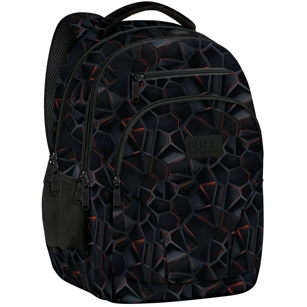 Mochila escolar doble 45x32 estampado hexágonos neón DERFORM