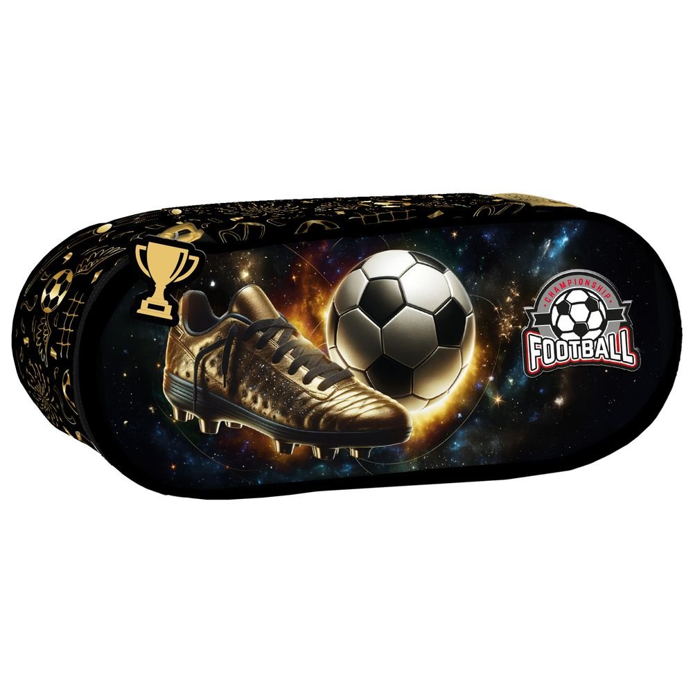 Portatodo ovalado con cremallera Futbol dorado DERFORM