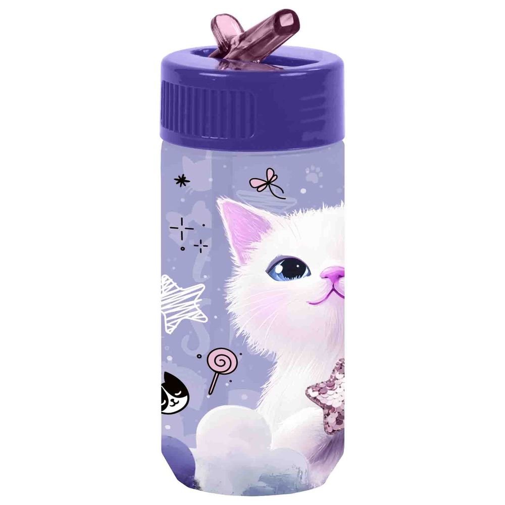 Botella de agua con pajita Gatito Adorable Derform 400ml