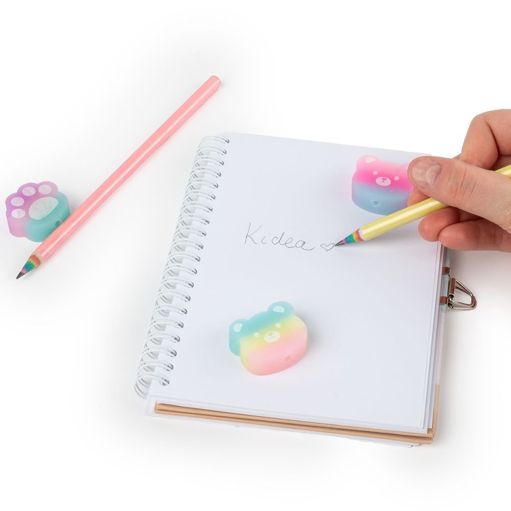 Set 2 lápices + 3 gomas aromáticas Capibara Arcoíris x12