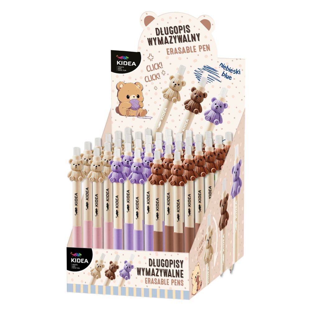 Exp 36 Bolígrafos Borrables Ositos 3D Crochet KIDEA Pack 36