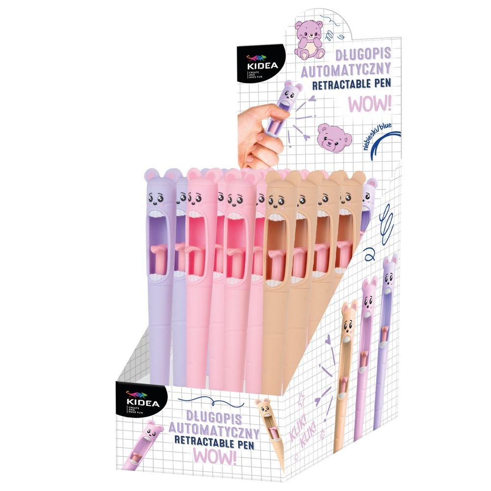 Bolígrafos retráctiles click lengua osito Kidea pack 24