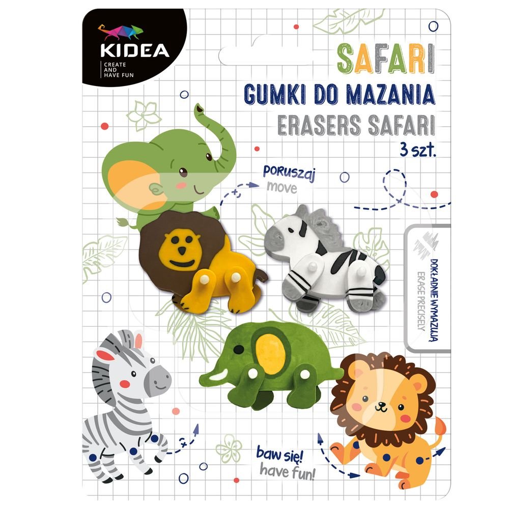 Set de 3 Gomas de Borrar Animalitos Articulados Kidea Imagen principal del producto