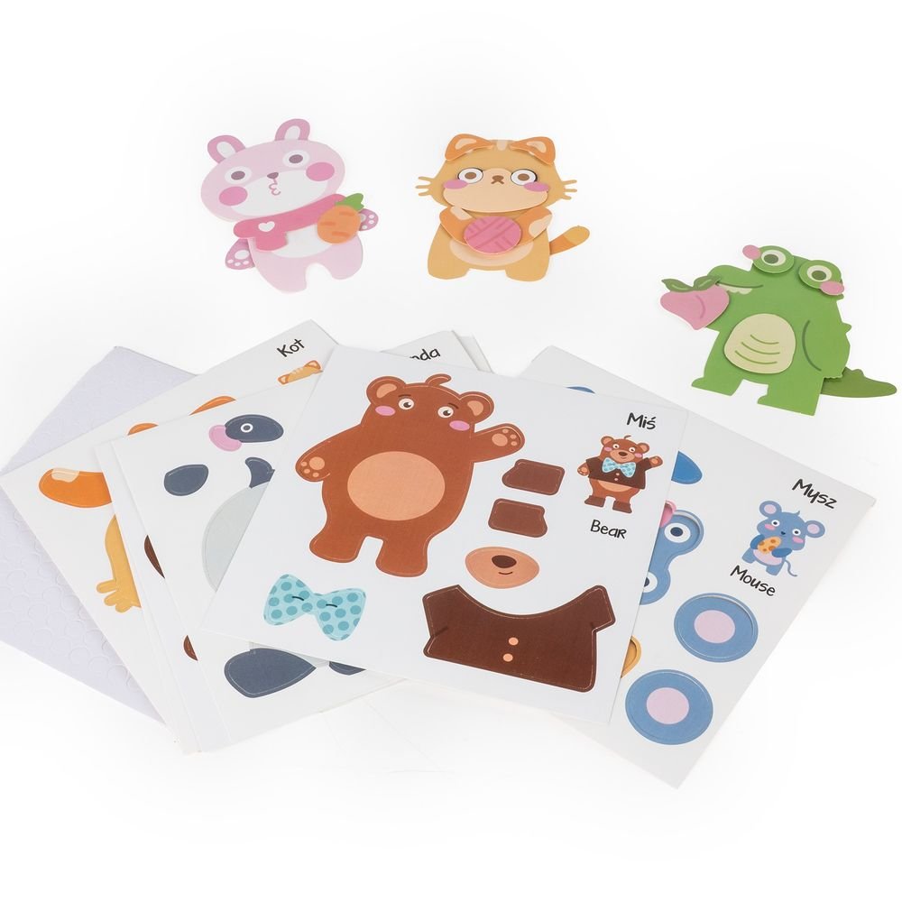 Set de montaje reutilizable con velcro animalitos Kidea, 12 ud.