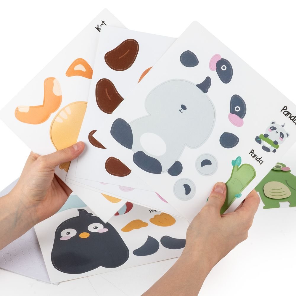 Set de montaje reutilizable con velcro animalitos Kidea, 12 ud.