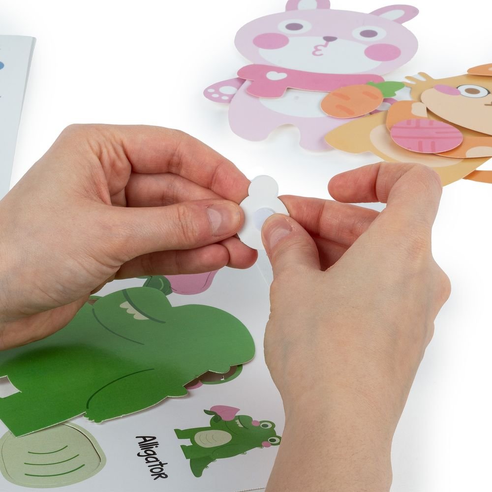 Set de montaje reutilizable con velcro animalitos Kidea, 12 ud.