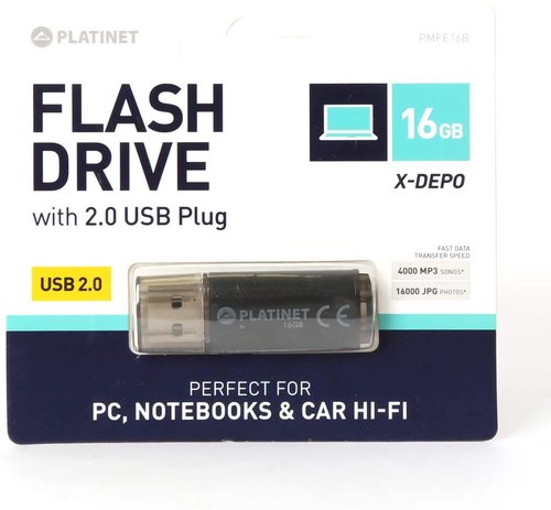 Pendrive 16GB USB 2.0 Platinet Negro