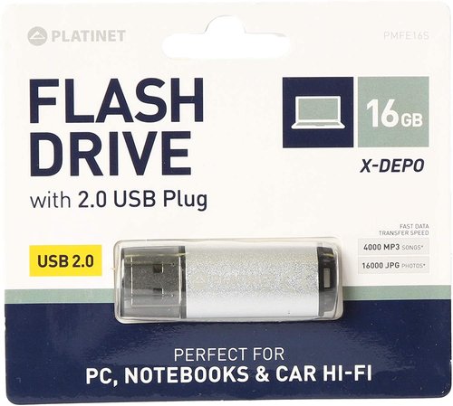 Pendrive 16 GB USB 2.0 Platinet Plata