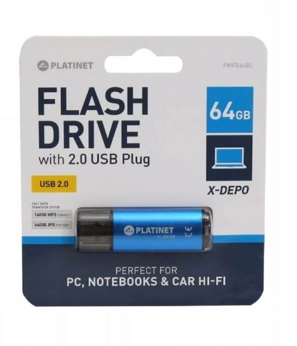 Pendrive 64 GB USB 2.0 Platinet azul