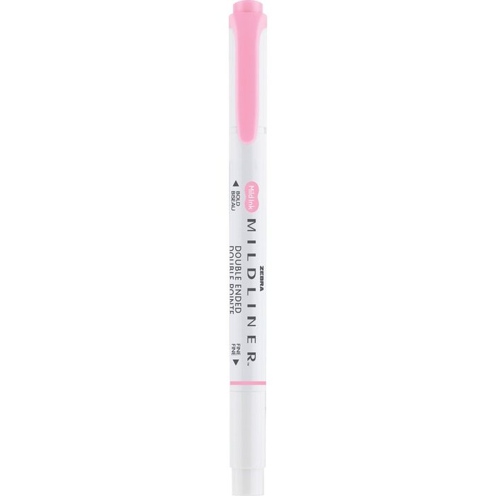 Rotulador Zebra Mildliner doble punta rosa bebé, pack 10 ud.