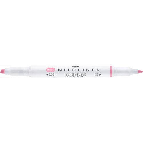 Rotulador Zebra Mildliner doble punta rosa bebé, pack 10 ud.
