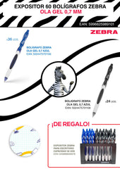EXPOSITOR 60 BOLIGRAFO ZEBRA OLA GEL 0,7 MM | 60 UNIDADES | (ZEBRA PEN)