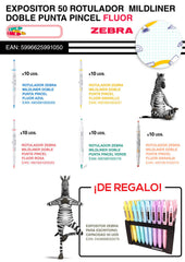 Expositor 50 Rotulador Mildliner Doble Punta Fluor | Zebra Pen | Pack 50 Unidades