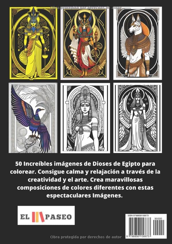 ✅ DIOSES DE EGIPTO: Libro de Colorear para Adultos con Dibujos de Dioses de la Mitología del antiguo Egipto