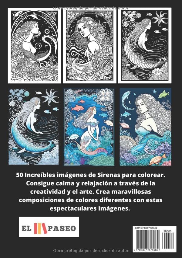 ✅ SIRENAS: Libro de Colorear para Adultos con Dibujos de Sirenas