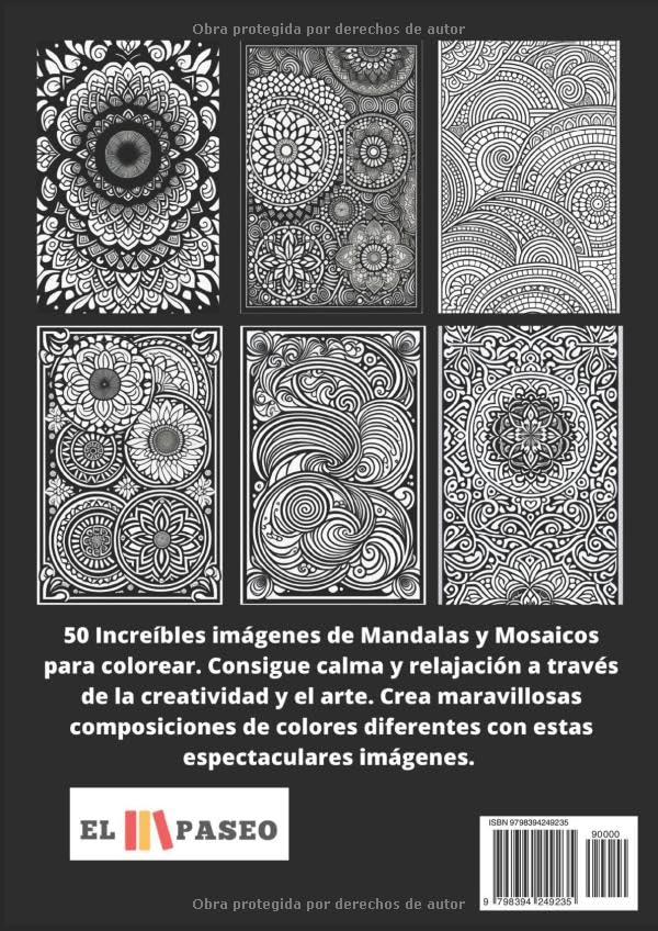 ✅ MANDALAS Y MOSAICOS: Libro de Colorear para Adultos con Patrones y Dibujos de Mandalas y Mosaicos