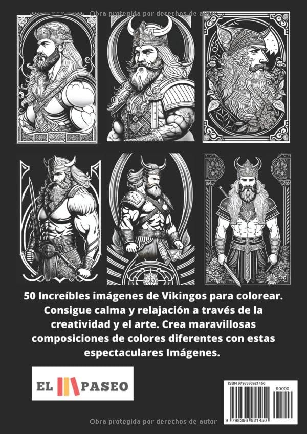 ✅ VIKINGOS: Libro de Colorear para Adultos con Dibujos de Guerreros y Guerreras Vikingos