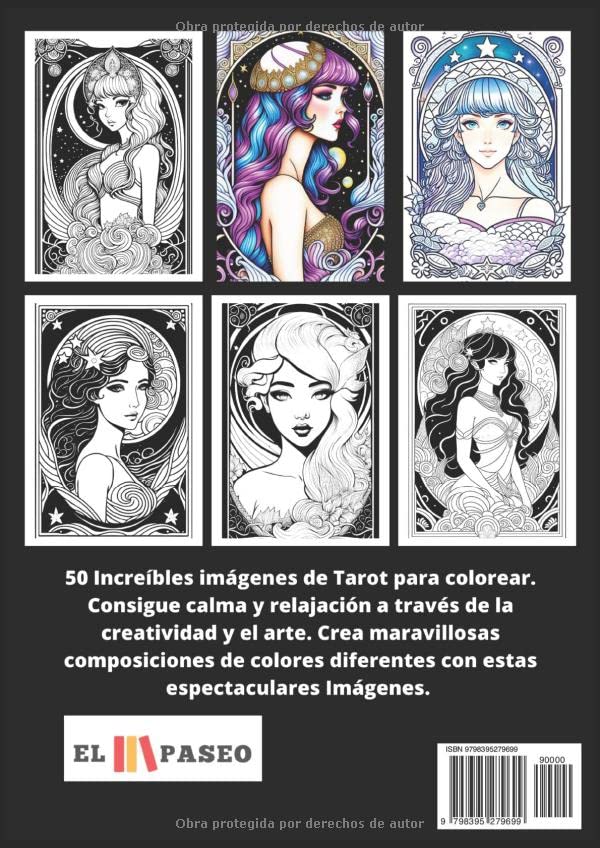 ✅ TAROT DE FANTASÍA: Libro de Colorear para Adultos con Dibujos de Cartas del Tarot con imágenes de Fantasía