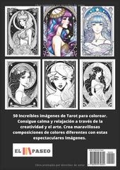 ✅ TAROT DE FANTASÍA: Libro de Colorear para Adultos con Dibujos de Cartas del Tarot con imágenes de Fantasía
