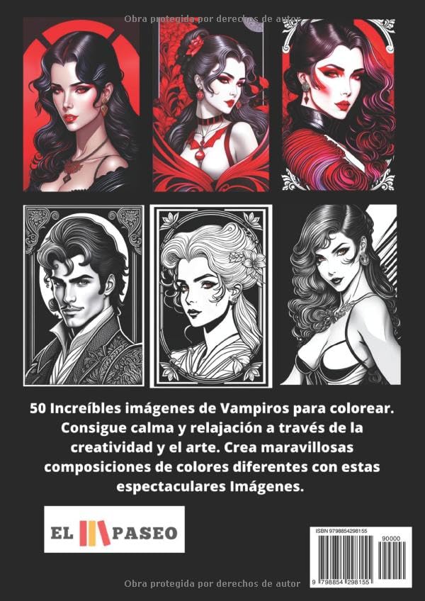 ✅ VAMPIROS : Libro de Colorear para Adultos con Dibujos de Vampiros